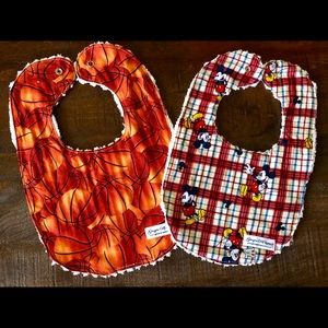 Custom design made bibs, Basketball & Mickey Mouse
